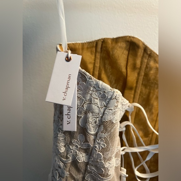 V. Chapman Charlotte Lace Strapless Maxi Gown in Ivory - Picture 11 of 12